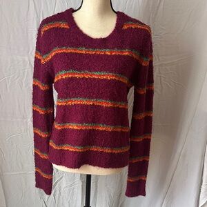 Free People Burgundy Striped Sweater